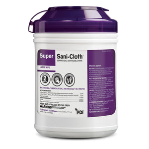 Professional Disposables Surface Disinfectant Super Sani-Cloth Wipe Pull-Up Disposable: 6" X 6.75", 55% Isopropyl Alcohol, Disposable 17955106