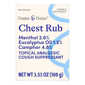 Foster & Thrive Chest Rub Ointment, Camphor 4.8% / Menthol 2.6 % / Eucalyptus Oil 1.2% / 3.5 oz. 1 Each 24539759