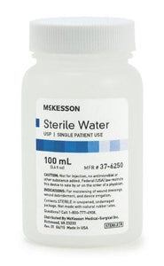 McKesson Irrigation Solution Sterile Water Bottle, Screw Top 100 mL, 1 Count