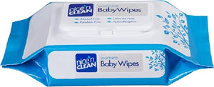 Nice 'N Clean Baby Wipe, Unscented, 7" x 8", Sterile, Latex-free, Tub of 80