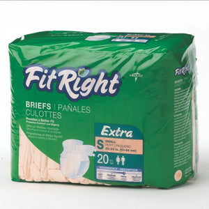 FitRight FITEXTRASM Extra Cloth-Like Brief, Small (20" to 33"). Pack of 20 74280993