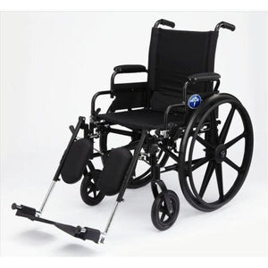 Medline K4 Extra-Wide Lightweight Wheelchair: Swing Back Desk Arms, Swing Away Legrests, 20" Wide Seat, 300 lb Weight Capacity Gray/Black