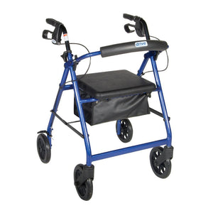 Drive Medical Rollator Walker with Fold Up and Removable Back Support and Padded Seat and 7 1/2" Casters - Blue, 300 lb. Weight Capacity