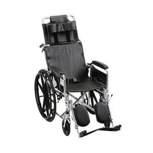 Medline Reclining Wheelchair: Removable Desk Length Arms, Swing Away Elevating Legrests, 16" Wide Seat, 300 lb Weight Capacity Gray/Black 48097513