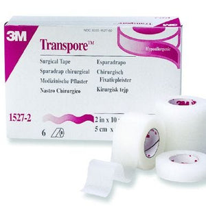 3M Transpore 1527-0 Medical Tape Water Resistant Plastic 1/2 Inch X 10 Yard Transparent NonSterile 1 Each