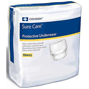 Covidien SureCare 1615 Protective Underwear Large 44" - 54", heavy absorbency, 4 blue strands band color, unisex, adult, disposable. Case of 72.