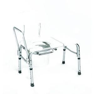 Carex Bathtub Transfer Bench with Cutout and Commode Pail: 1-1/8" (Tip Size), 32-3/4" W x 22-1/2" D x 31" H, 18" to 21" in 1" (Increments), 300 lb, 1