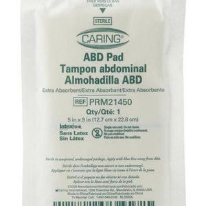 Caring Sterile Abdominal Pads 5" x 9" Box of 25