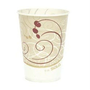Drinking Cup Solo R9N-J8000 9 oz. Symphony Print Wax Coated Paper Disposable. Pack of 100. 20131560