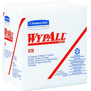 WypAll X70 Task Wipe, Heavy Duty, White, NonSterile, Cellulose / Polypropylene, 12 X 12-1/2 Inch, Reusable, Case of 912