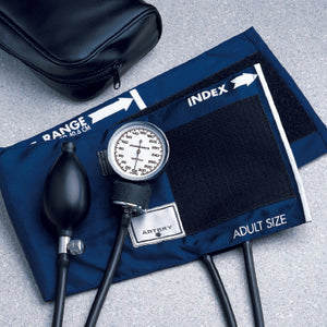 BASIC Aneroid Sphygmomanometer, Pocket Style, Hand Held, 2-Tube, Large, Adult Arm