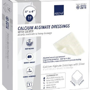 ABENA 2618 Silver Calcium Alginate Dressing, Box of 10