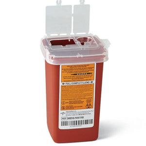 Medline Phlebotomy Biohazard Sharps Containers, Red, 1 qt