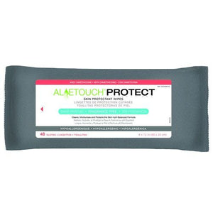 Medline Aloetoch Protect Dimethicone Skin Protectant Wipes: 8" x 12", Case of 24 Packs, 24 Wipes per Pack White 61596393