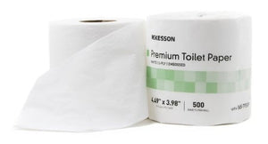 McKesson Premium Toilet Tissue White 2-Ply Standard Size Cored Roll 500 Sheets 3.98 X 4.49 Inch, Case of 80