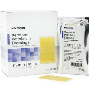 McKesson Xeroform Petrolatum Dressing 1 X 8 Inch Gauze Bismuth Tribromophenate Sterile Pack of 10