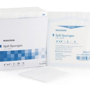 I.V. / Drain Split Dressing McKesson 1642426 Poly / Rayon Blend 4 X 4 Inch Square Sterile. Pack of 2.