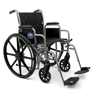 Medline K1 Basic Extra-Wide Wheelchairs: Swing Back Desk Length Arms, Swing Away Leg Rests, 20" Width Seat, 300 lb Weight Capacity Gray