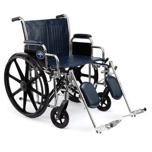 Medline Extra-Wide Wheelchair with Removable Desk Length Arms 500 lb Weight Capacity: Swing Away Leg Rests, 24" Wide Seat Navy 10387952