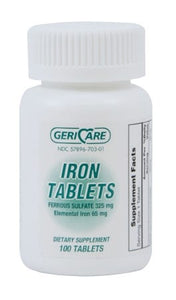 McKesson Brand Iron Supplement, 325 mg Strength Tablet, Bottle of 100