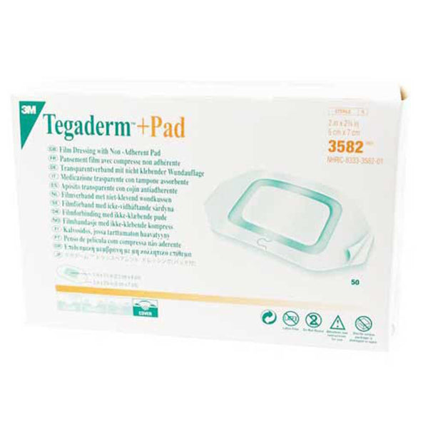 Tegaderm 3582 Film Dressing with Non Adherent Pad, Waterproof, Sterile 2" x  2-3/4", Box of 50 | ExpressMed
