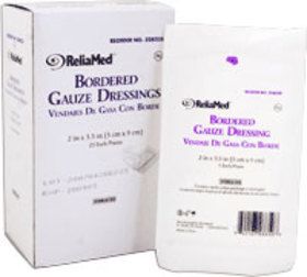 ReliaMed Sterile Bordered Gauze Dressing 2" x 3-1/2" Box of 25