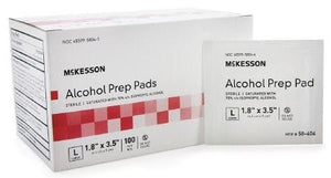 Mckesson Alcohol Prep Pad: 100 Count, Large, 3.5" L x 1.7" H, Alcohol Scent