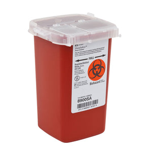 SharpSafety Autodrop Phlebotomy Red Container, 1 Quart
