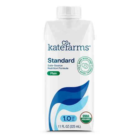 Kate Farms Adult Standard 1.0 Formula, Organic Vegan Plant Based Nutrition Shake, Vanilla, Chocolate, and Plain Flavors, 16G Protein, 28 Vitamins + Minerals, Gluten Free and Non-GMO, 11 FL Oz, Pack of 12 or 1 Each 57515874