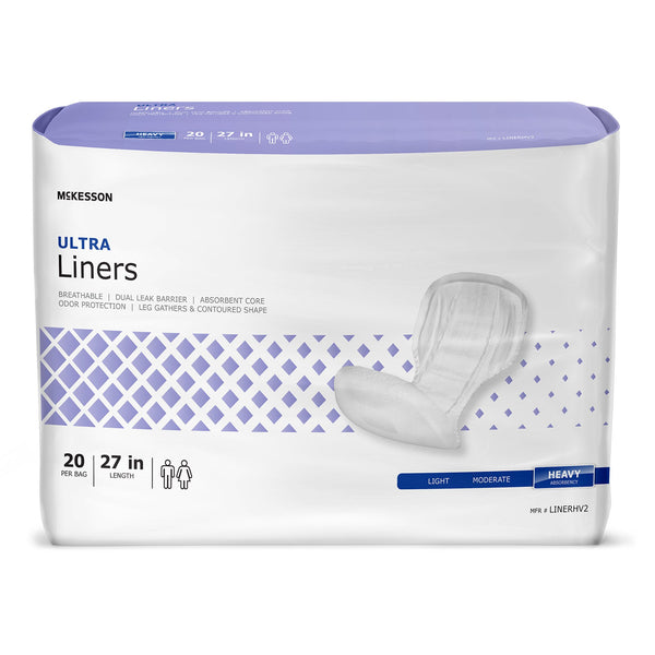 McKesson Ultra Incontinence Liners, 27 Inch Length, Heavy Absorbency, Polymer Core, One Size Fits Most