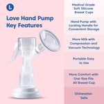 Limerick Love Manual Hand Pump, Easy-to-Use, Includes ComforTouch Silicone Breast Cup, BPA-Free Bottle, Silicone Gaskets, Portable 43721259
