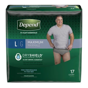 Depend FIT-FLEX Adult Absorbent Underwear Pull On Large Disposable Heavy Absorbency, Case of 34