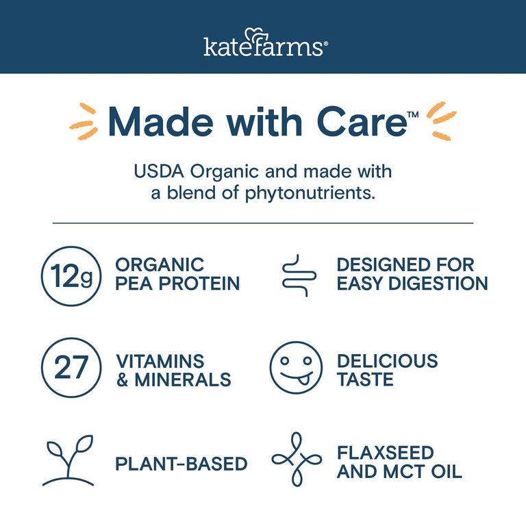 Kate Farms Pediatric Standard 1.2 Formula, Vanilla and Chocolate Flavors, Sole Source Nutrition, Nutritional Supplement Drinks, Feeding Tube Meals, Protein Shakes for Kids, 8.45 FL Oz, Pack of 12 or 1 Each 50140977 75112656