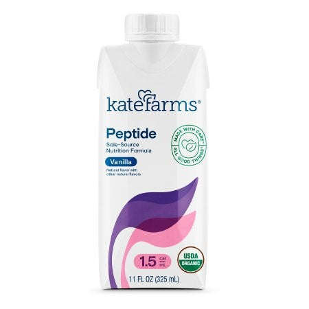 Kate Farms Adult Peptide 1.5 Sole-Source Nutrition Formula, Vanilla and Plain Flavors, Organic Enzymatically Hydrolyzed Plant-Based Protein Drink, Made Without Gluten, Soy, Dairy, or Corn, 11 FL Oz, Pack of 12 or 1 Each 42763861