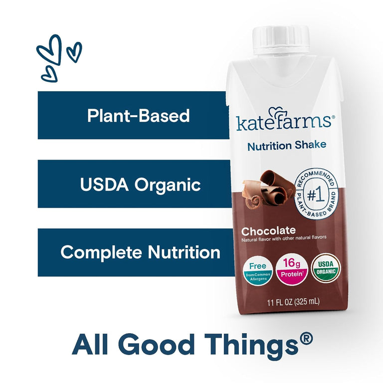 Kate Farms Organic Plant Based Nutrition Shake, Vanilla, Chocolate, and Coffee Flavors, 16g protein, 27 Vitamins and Minerals, Meal Replacement, Protein Shake, Gluten Free, Non-GMO, 11 oz, 11 FL Oz, Pack of 12 or 1 Each 36727887 98777883