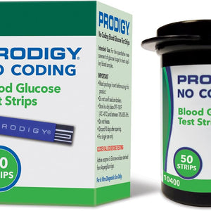 PRODIGY No Coding Blood Glucose Test Strips, Box of 50 Strips 94510232