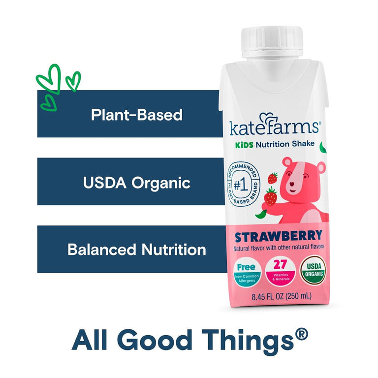 Kate Farms Pediatric Organic Nutrition Shake, Multiple Flavors, 8G of Protein, 27 Vitamins and Minerals, Meal Replacement, Protein Shake, Gluten Free, Non-GMO, 8.45 Fl Oz, Pack of 12 85278924