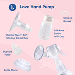 Limerick Love Manual Hand Pump, Easy-to-Use, Includes ComforTouch Silicone Breast Cup, BPA-Free Bottle, Silicone Gaskets, Portable 43721259