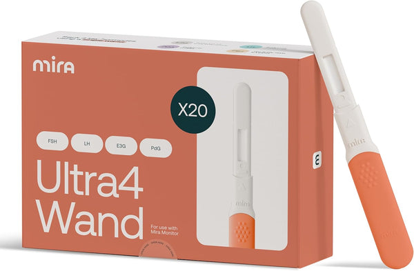Mira Ultra4 Wands, Track 4 Key Fertility Hormones LH, PdG, E3G, and FSH for Family Planning & Pregnancy, Use at Home with The Mira Fertility Monitor Kit + App, 20 Ovulation Test Strips