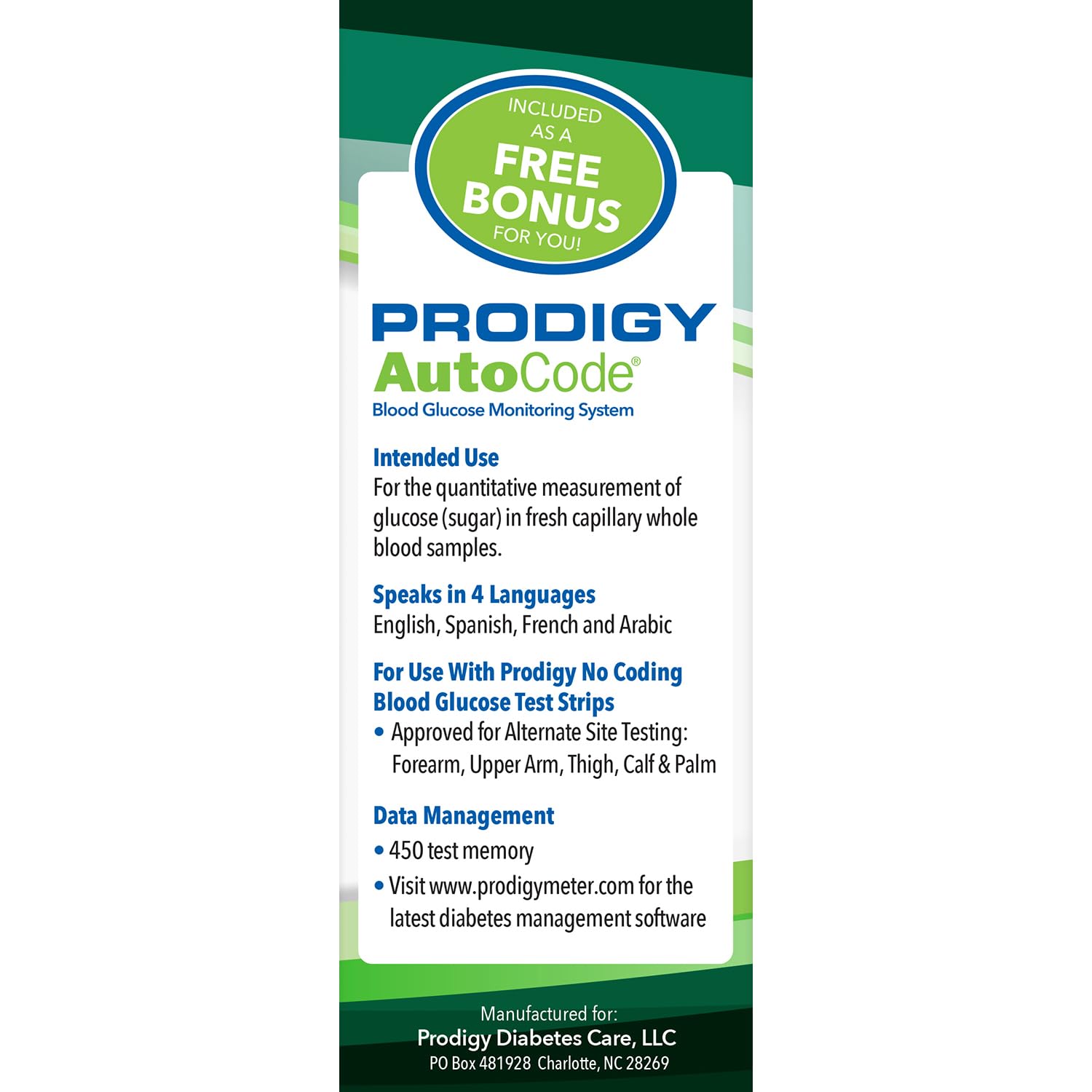 PRODIGY Glucose Monitor Kit with AutoCode Talking Meter, 100ct Test ...