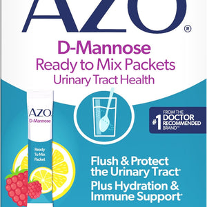 AZO D-Mannose Urinary Health Ready to Mix Packets, Raspberry Lemonade, 10 Ct
