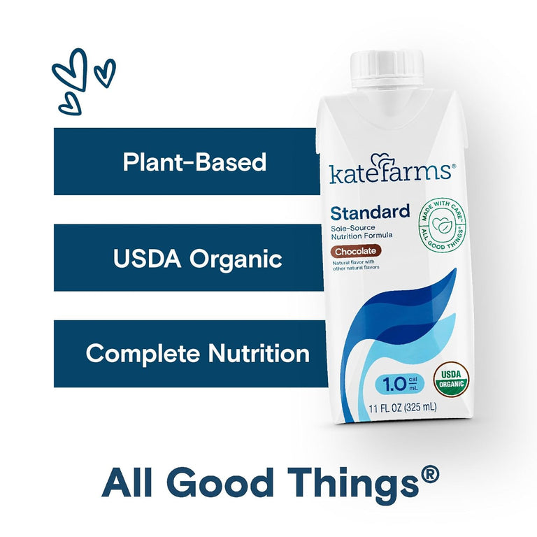 Kate Farms Adult Standard 1.0 Formula, Organic Vegan Plant Based Nutrition Shake, Vanilla, Chocolate, and Plain Flavors, 16G Protein, 28 Vitamins + Minerals, Gluten Free and Non-GMO, 11 FL Oz, Pack of 12 or 1 Each 34654826 74392194