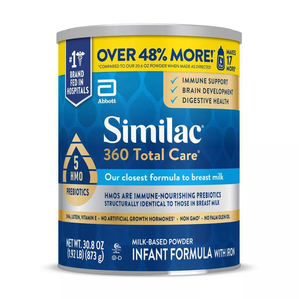 Similac 360 Total Care Non-GMO Infant Formula Powder, 5 HMP Prebiotics, Immune Support, 30.8 Oz., 1 Each or Case of 6 28572876 19307100