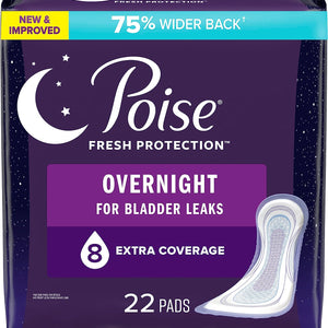 Poise Fresh Protection Bladder Control Pad, 5.3 Inch Length, Overnight Absorbency, Sodium Polyacrylate Core, One Size Fits Most 24476129