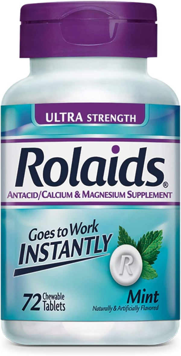 Rolaids Ultra Strength Antacid/Calcium Magnesium Supplement, Mint, 72 Tablet Bottle 19735959