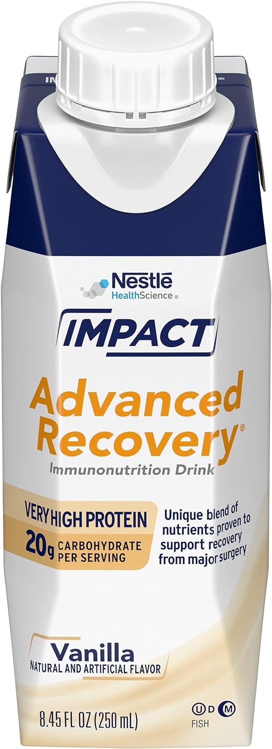 IMPACT Advanced Recovery Immunonutrition Drink, Vanilla, Nutrition PRE and POST Surgery, (280 Calories, 26g Protein) 8.45 Fl Oz Cartons 28598128 21122208
