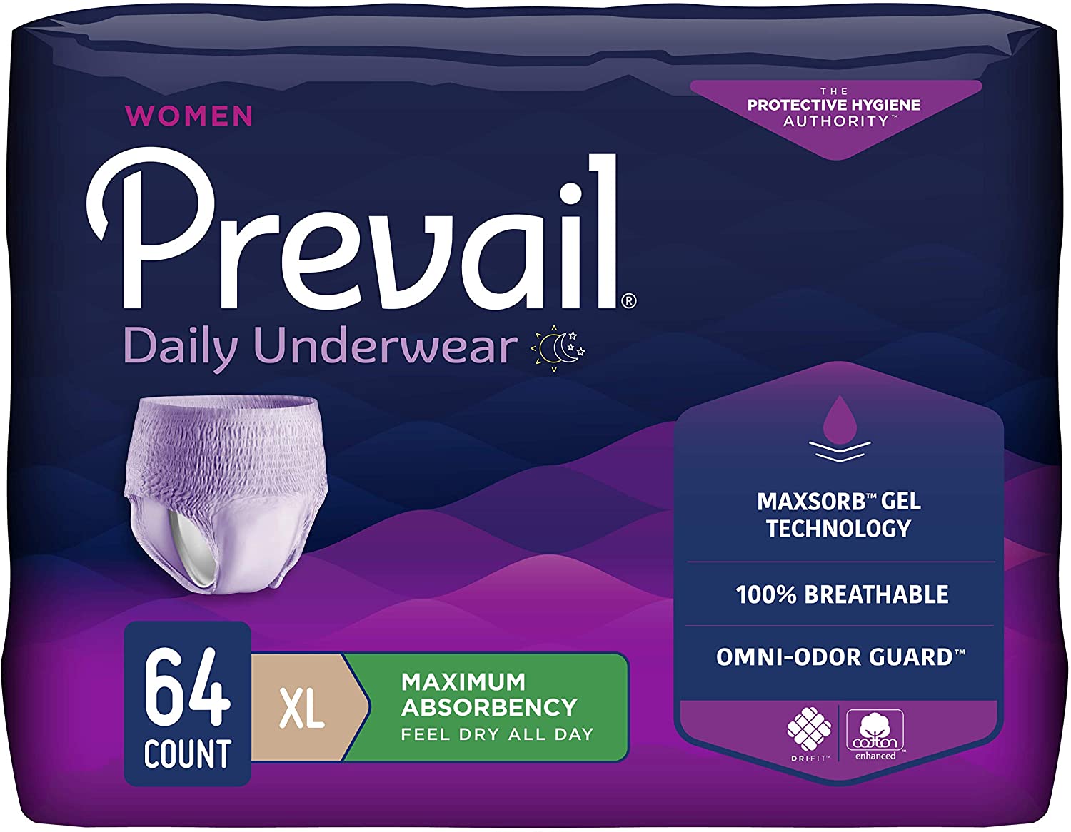 Prevail Incontinence Protective Underwear for Women, Maximum Absorbency, Pull On with Tear Away Seams 43570714
