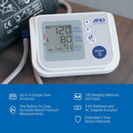 A&D Medical Premium Multi-User Blood Pressure Monitor, Wide Range Blood Pressure Cuff (22 - 42 cm / 8.6 - 16.5”) Home BP Monitor with AC Adapter 54183893