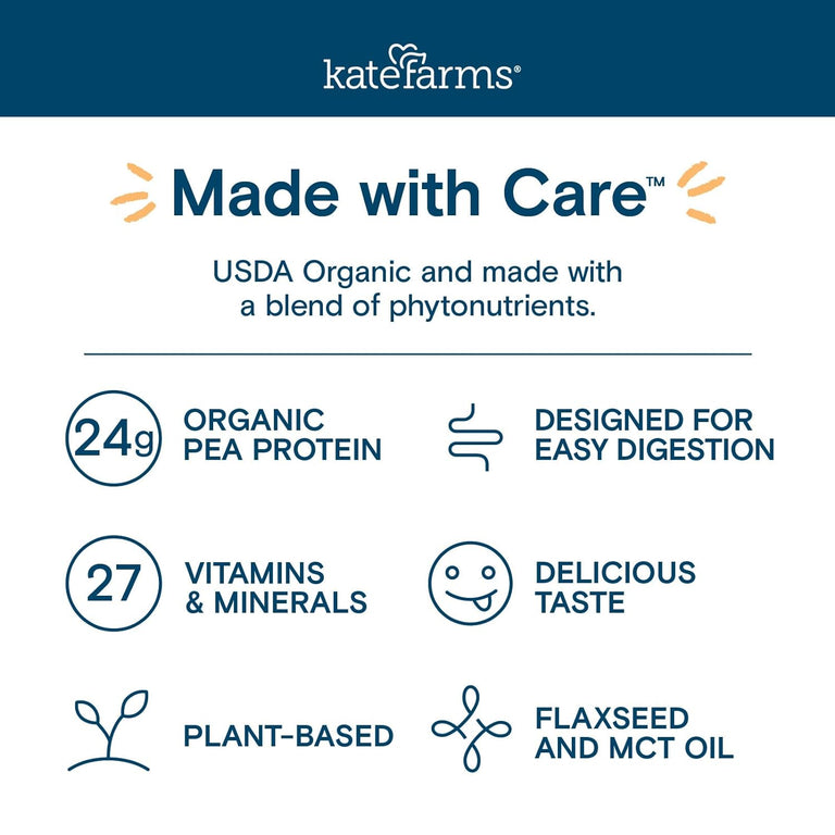 Kate Farms Adult Peptide 1.5 Sole-Source Nutrition Formula, Vanilla and Plain Flavors, Organic Enzymatically Hydrolyzed Plant-Based Protein Drink, Made Without Gluten, Soy, Dairy, or Corn, 11 FL Oz, Pack of 12 or 1 Each 58241201 42763861