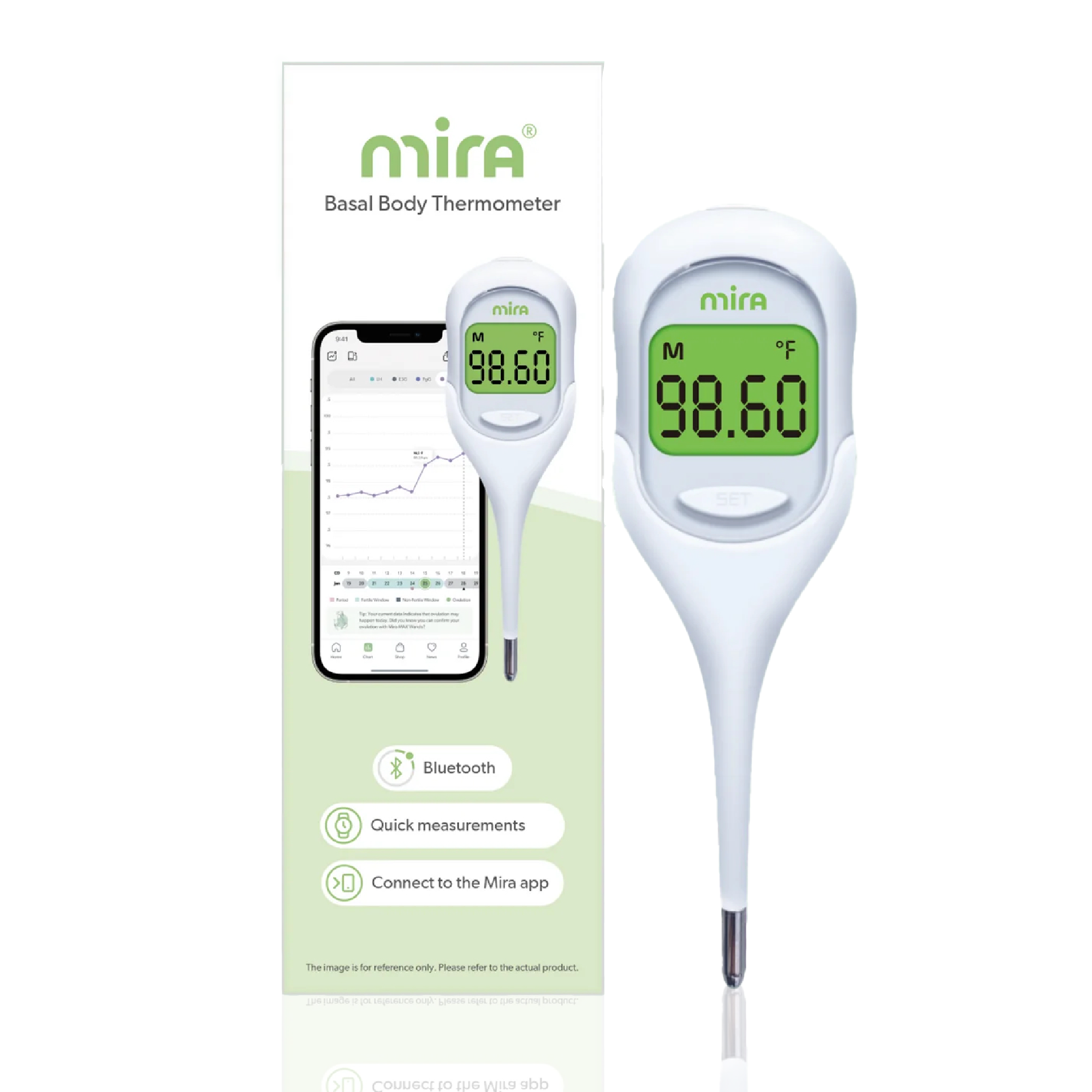 Mira Digital Basal Body Thermometer Accurate BBT to Predict Ovulation and Fertile Days Large Screen with Bluetooth Connect to Mira App 1 Count